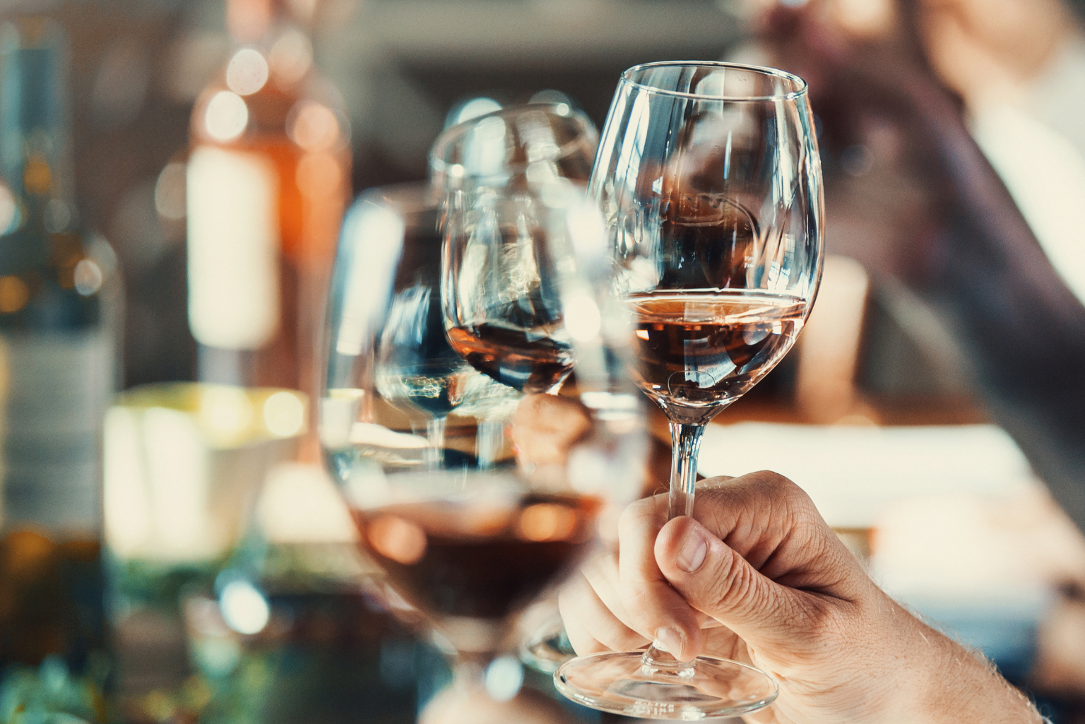 a close up of a person holding a wine glass.